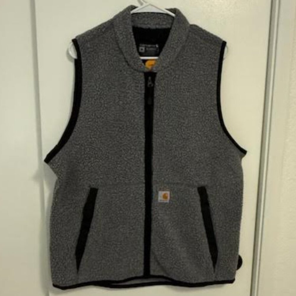 Carhartt NWT Men's Medium Grey & Black Relaxed Fit Fleece Vest Jacket NEW!